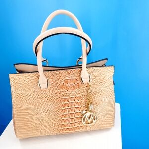 MFK Collection mia k tan faux croc shoulder bag/crossbody strap